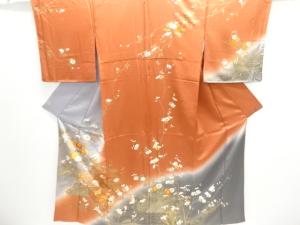 流水に草花・鴛鴦模様訪問着